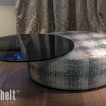 Hocker LUNA mit Rauchglasplatte zum Umfunktionieren als Tisch